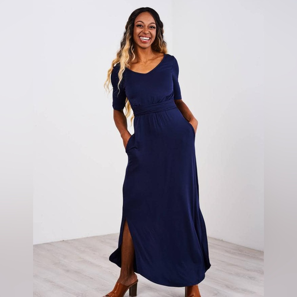 Latched Mama XS Navy Starlet Maxi Dress